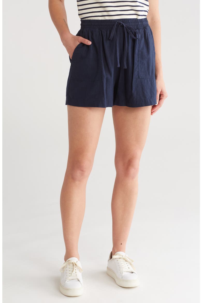 Marseille Linen Blend Drawstring Shorts, Main, color, NAVY