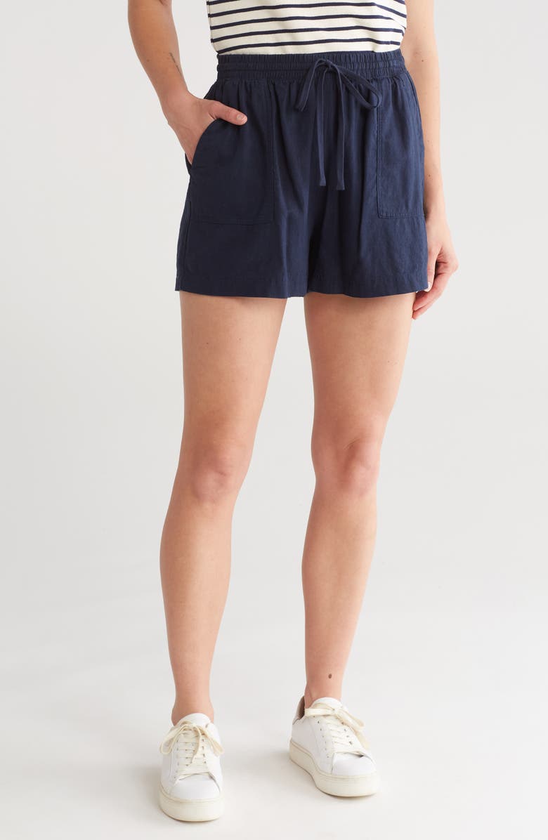 Splendid Marseille Linen Blend Drawstring Shorts, Main, color, Navy