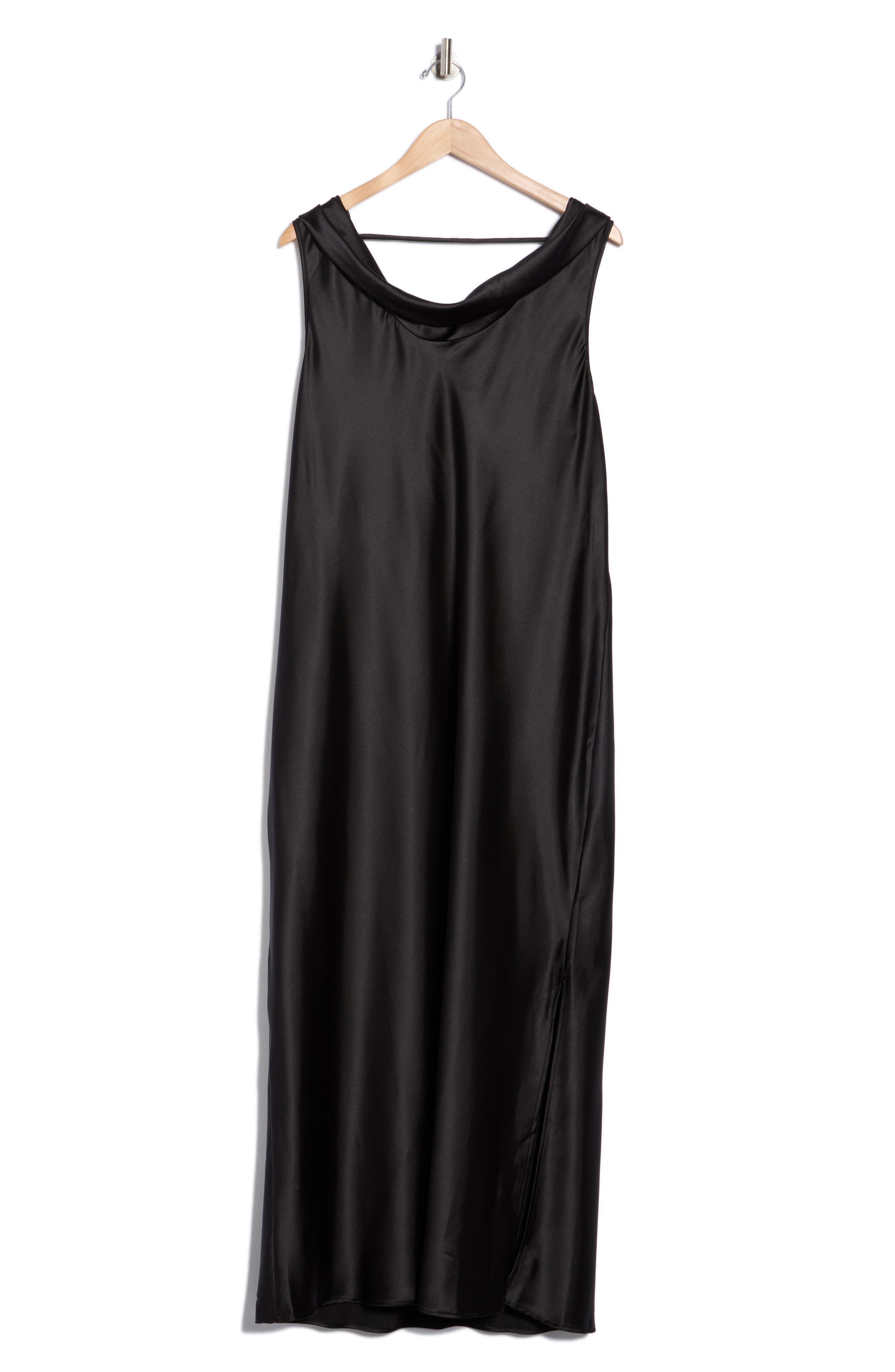 Renee C Cowl Neck Satin Maxi Dress