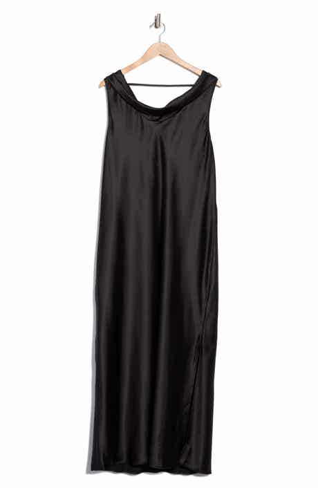 Renee C Cowl Neck Satin Maxi Dress