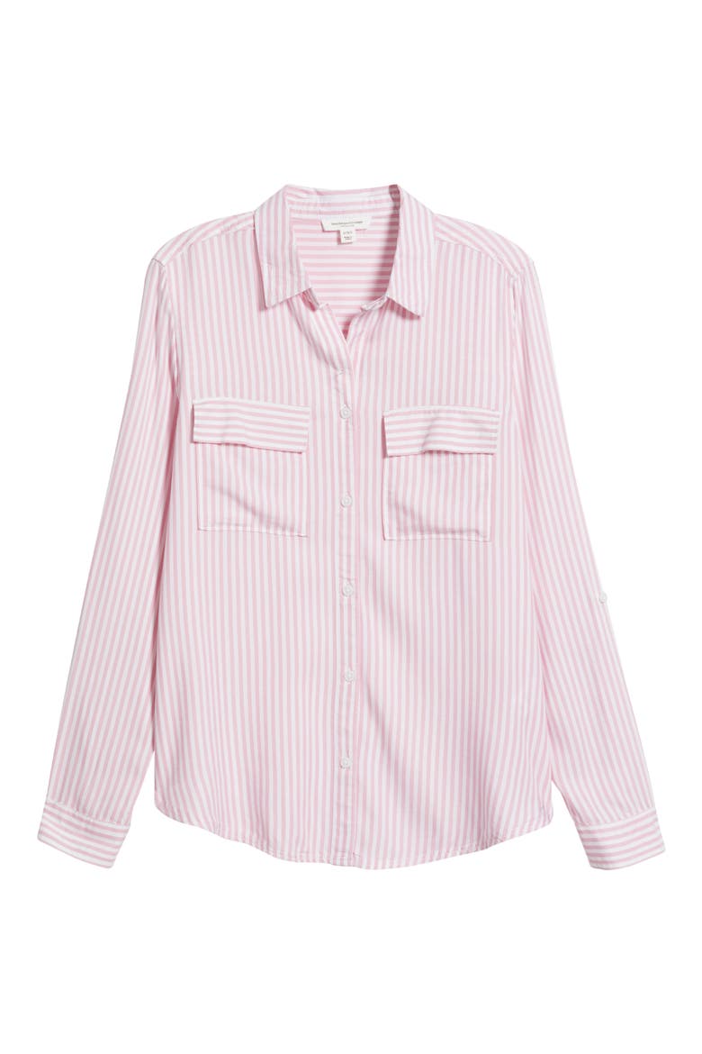 Farrah Stripe Button-Up Shirt, Alternate, color, PINK ROSETTA