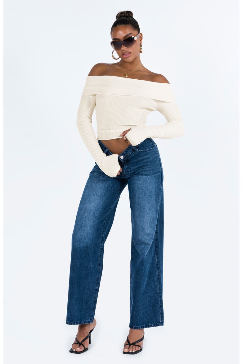 Morley Foldover Off the Shoulder Rib Sweater, Alternate, color, LIGHT BEIGE