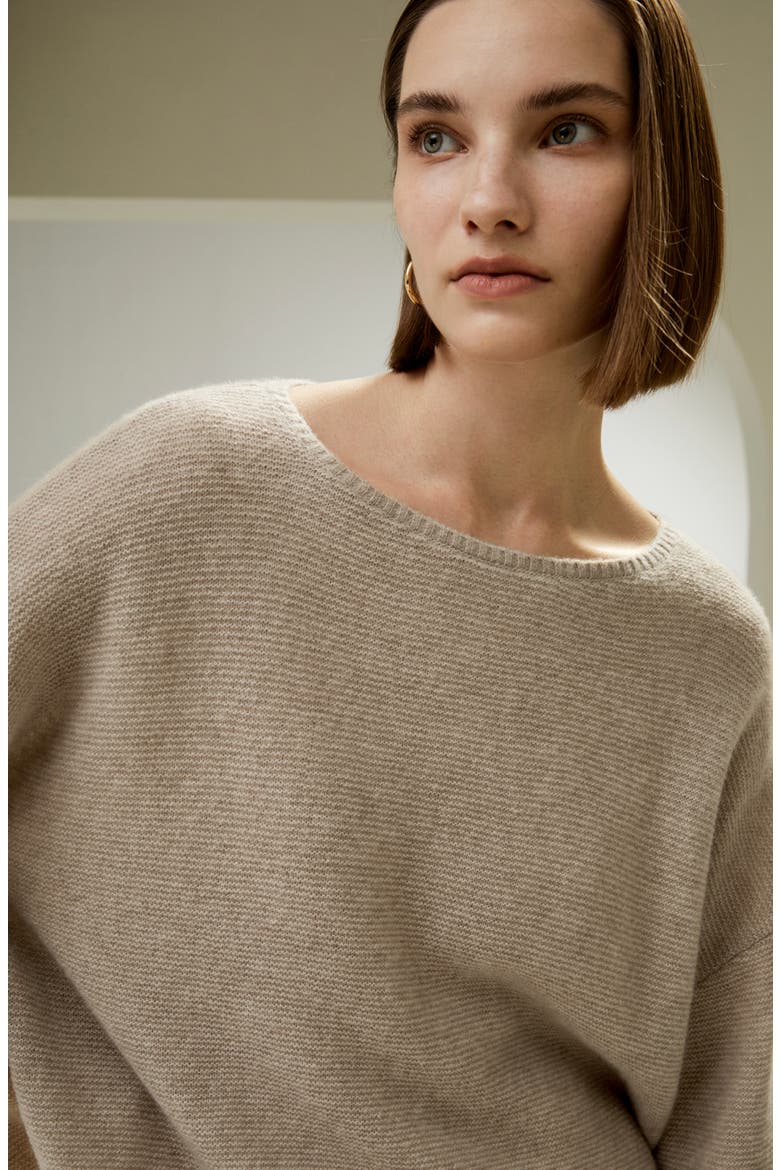 Women's Relaxed Fit Drop-Shoulder Silk Cashmere Blend Sweatshirt, Alternate, color, Brown