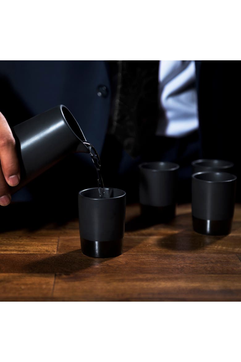 5-Piece Stoneware Sake Set, Alternate, color, Black