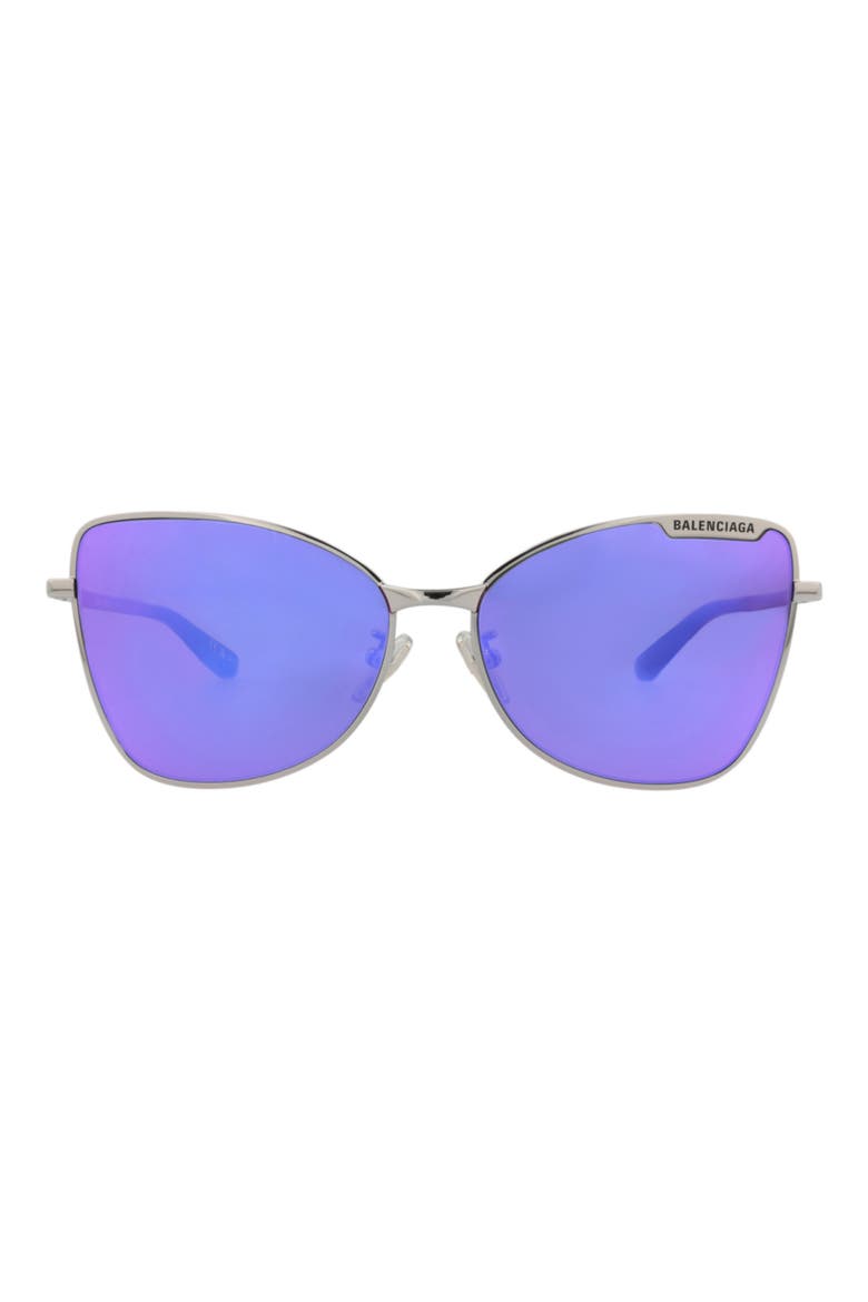 60mm Cat Eye Sunglasses, Main, color, RUTHENIUM RUTHENIUM VIOLET