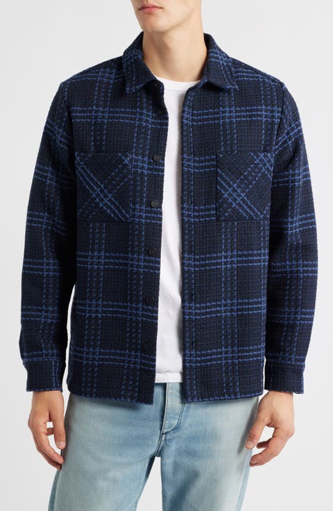 Whiting Windowpane Check Cotton Blend Button-Up Shirt Jacket