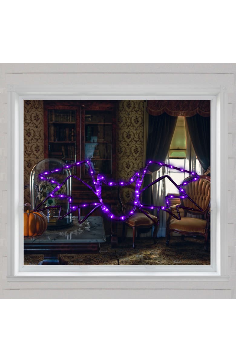 Northlight LED Lighted Bat 4-Function Halloween Window Decoration - 23.5" - Purple Lights, Alternate, color, Purple