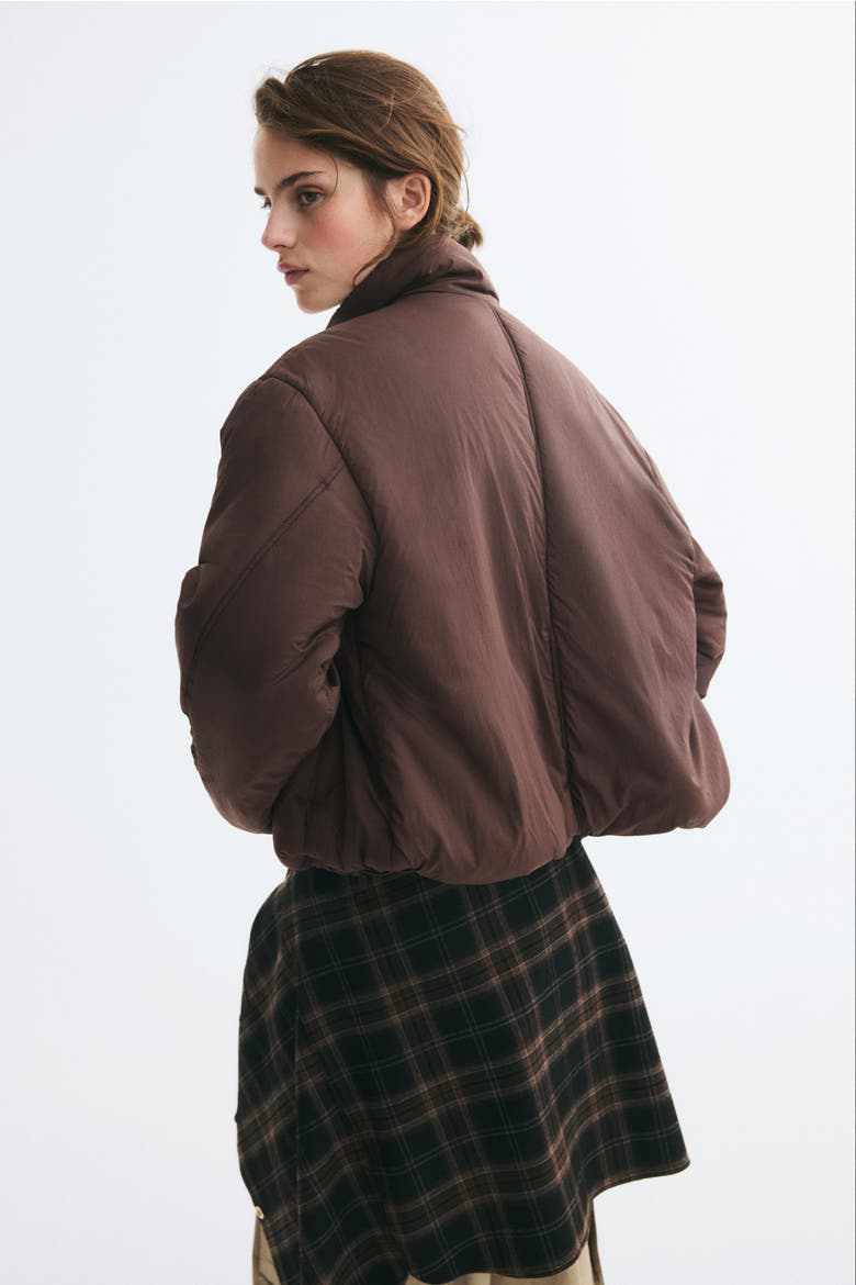Padded Nylon Jacket, Alternate, color, Dark brown