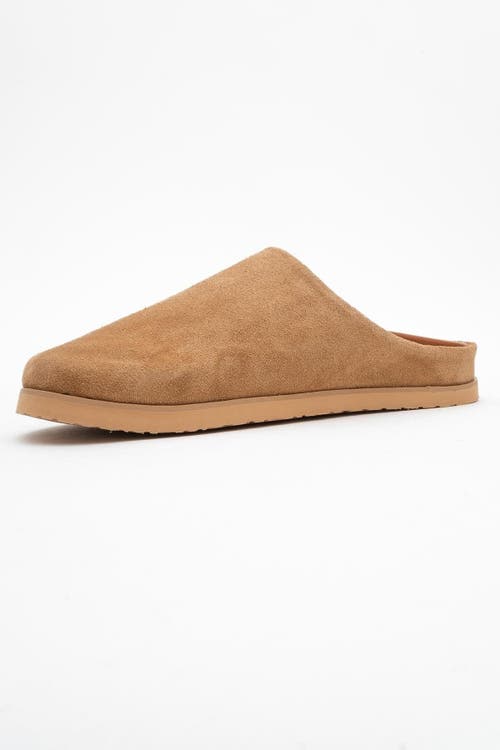 Forever & Always Shoes Space Suede Leather Slide Sandal In Brown