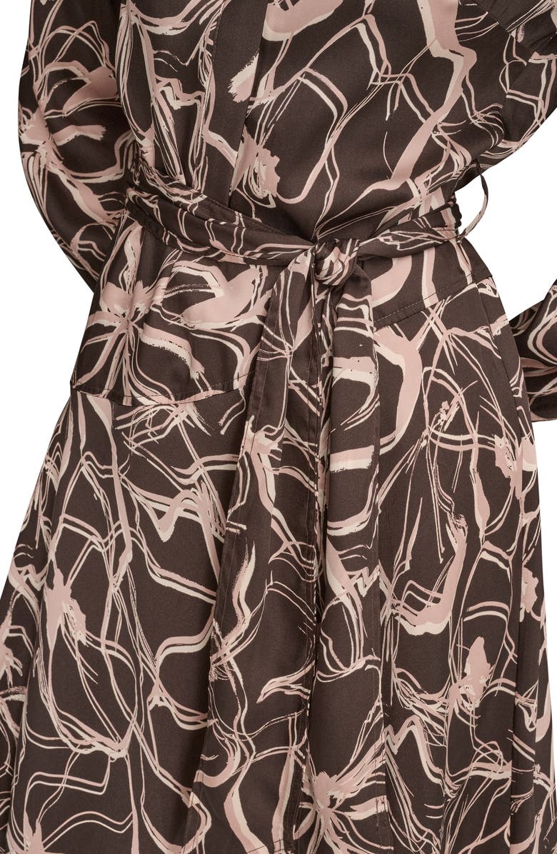 Donna Karan New York Long Sleeve Belted Shirtdress, Alternate, color, Chocolate Plum