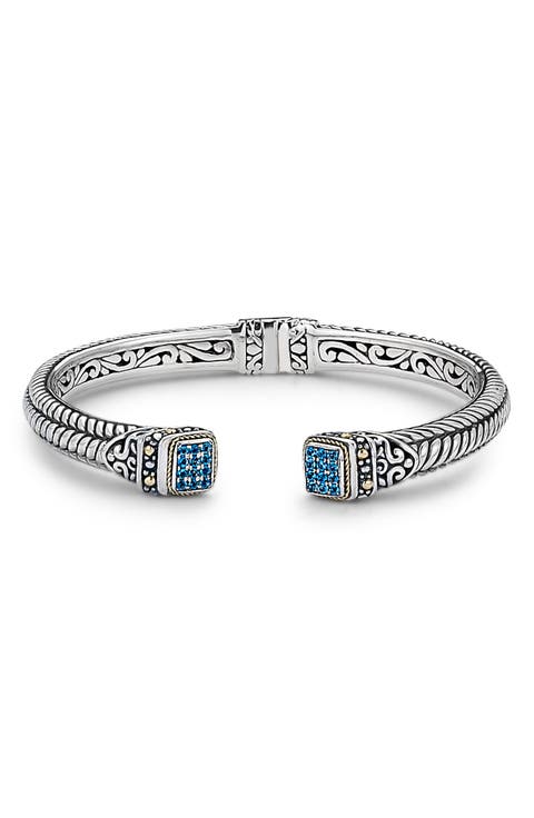 Woven Pavé Tipped Bangle
