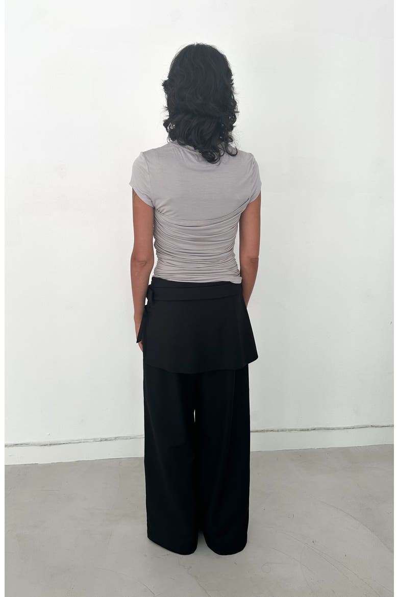 Lelia Layered Skirt Trousers, Alternate, color, Black