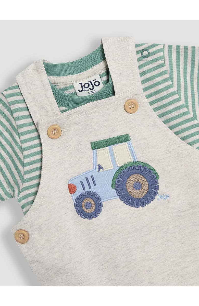 JOJO MAMAN BEBE Shirt & Tractor Appliqué Overalls Set, Alternate, color, Natural