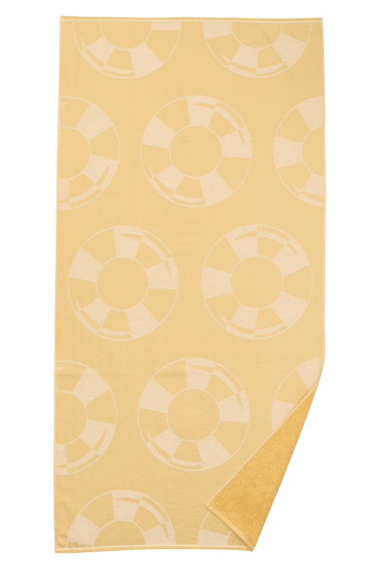 Float Along Cotton Terry Beach Towel, Main, color, YELLOW SAHARA MULTI