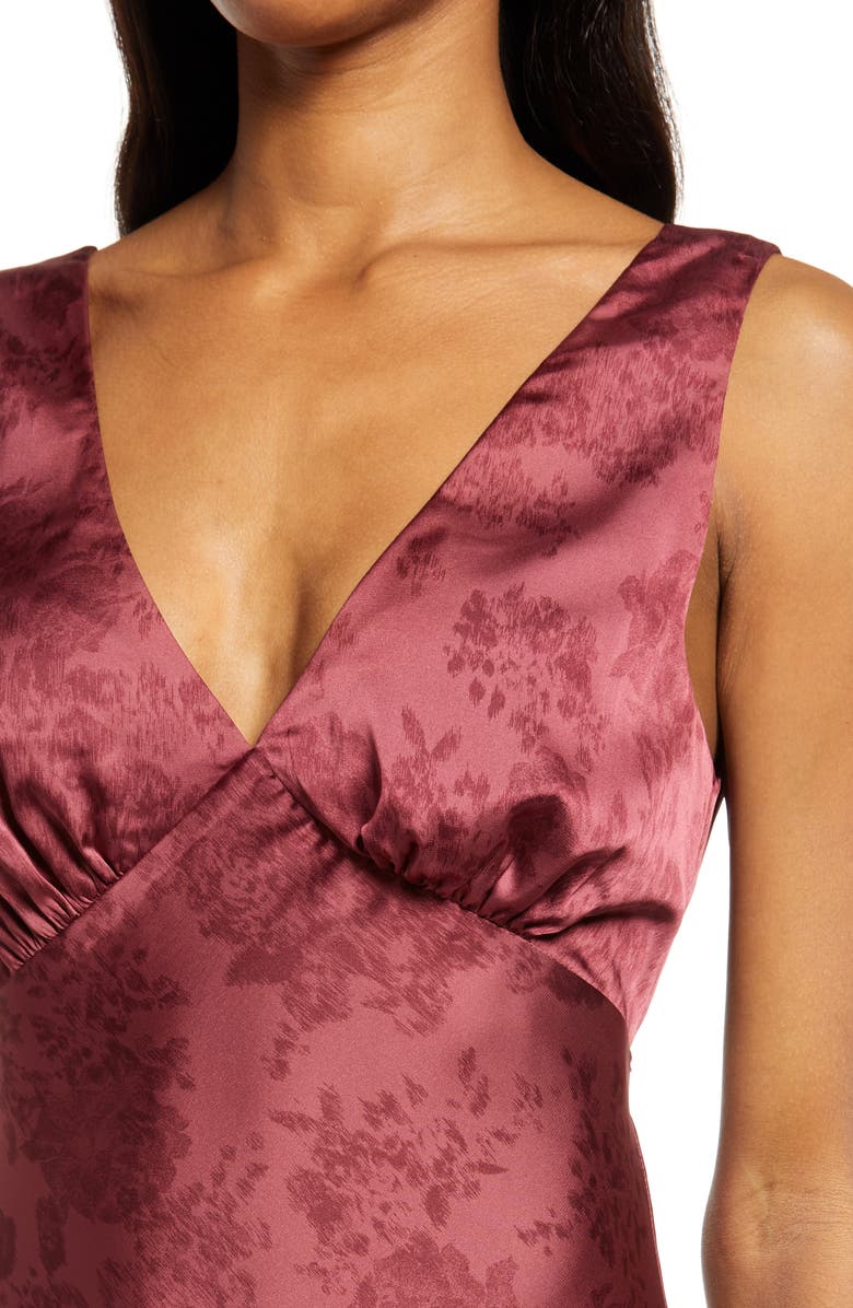 WAYF Rosetta V-Neck Satin Dress, Alternate, color, 