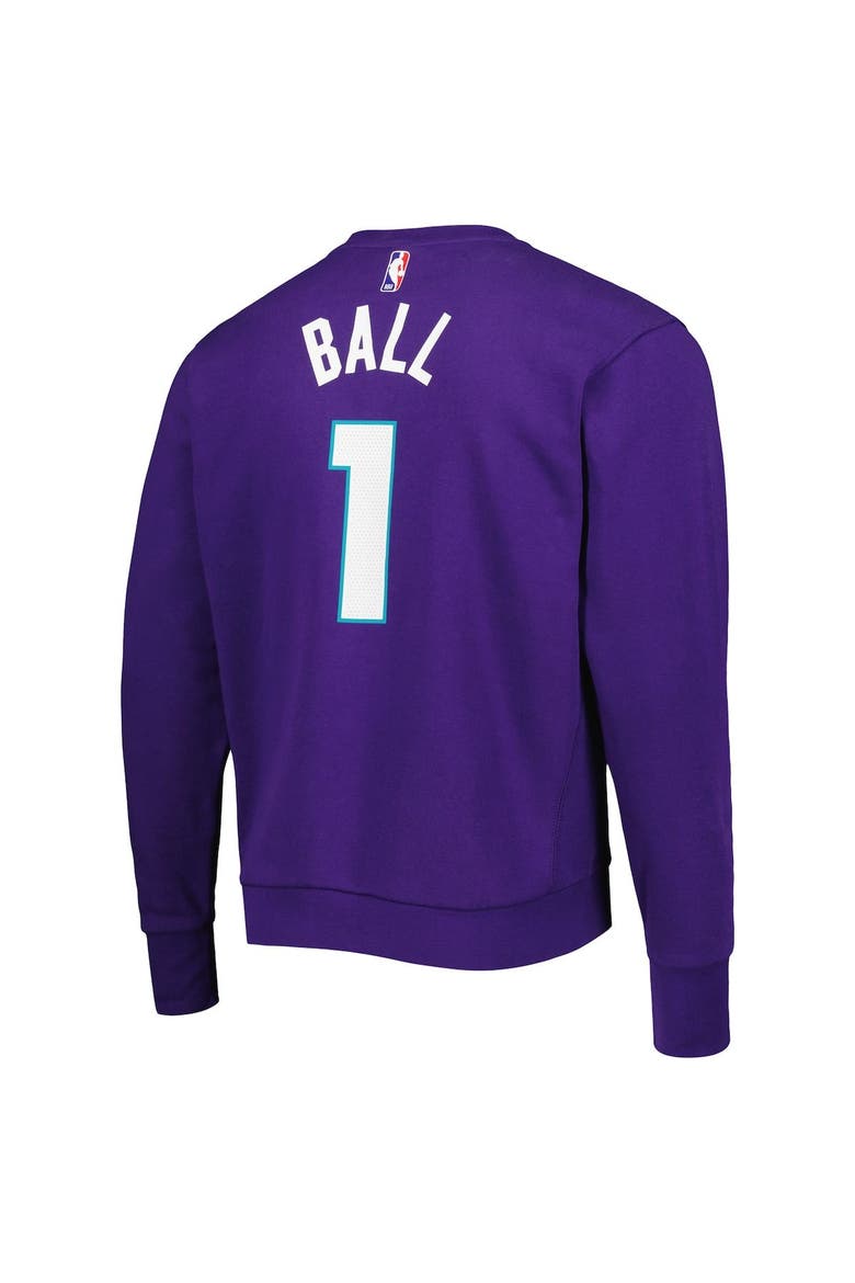 Men's Jordan Brand LaMelo Ball Purple Charlotte Hornets Statement Name & Number Pullover Sweatshirt, Alternate, color, Purple