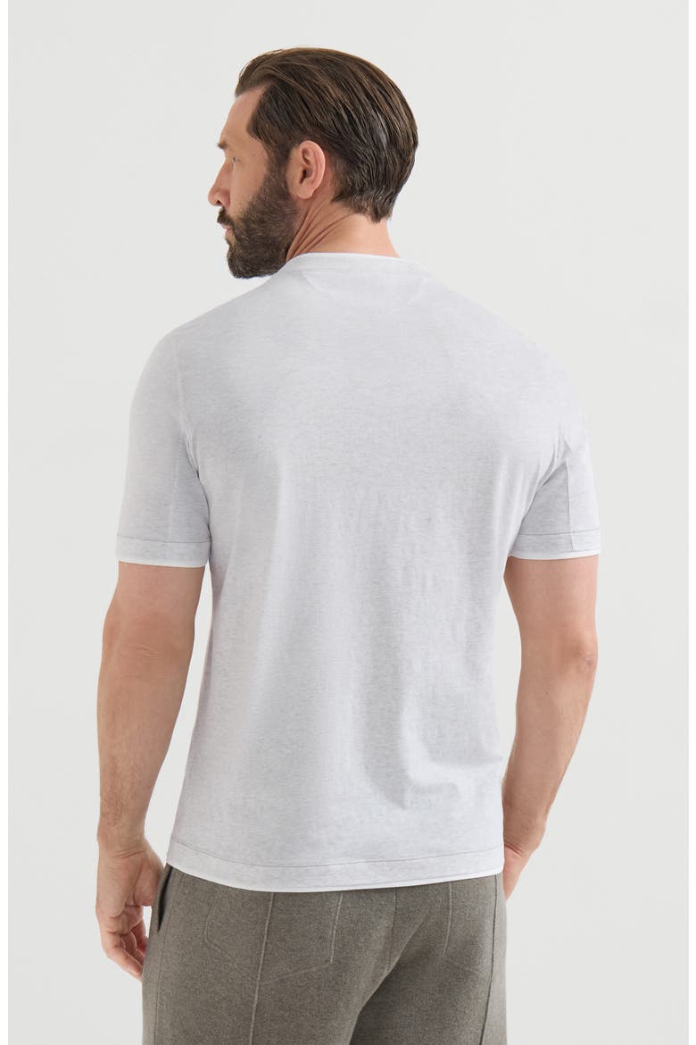 Cotton jersey crew neck T-shirt with logo and faux-layering, Alternate, color, Pearl Grey