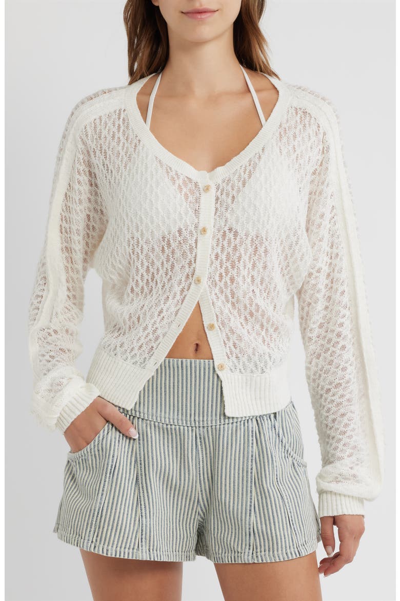 Maris V-Neck Fine Gauge Linen Blend Cardigan, Alternate, color, CLEAN IVORY
