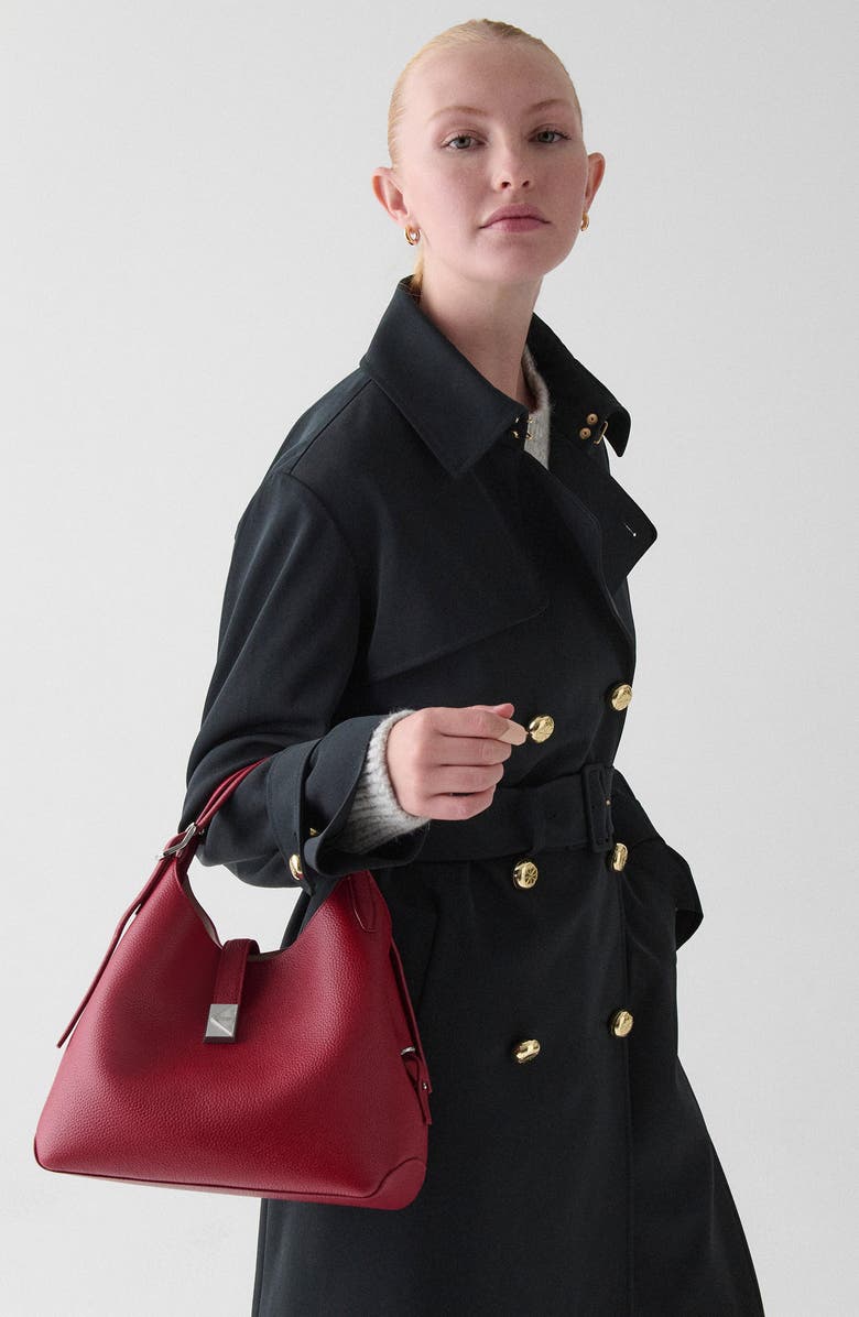 Kate Spade New York deco pebbled leather shoulder bag, Alternate, color, Red Jam