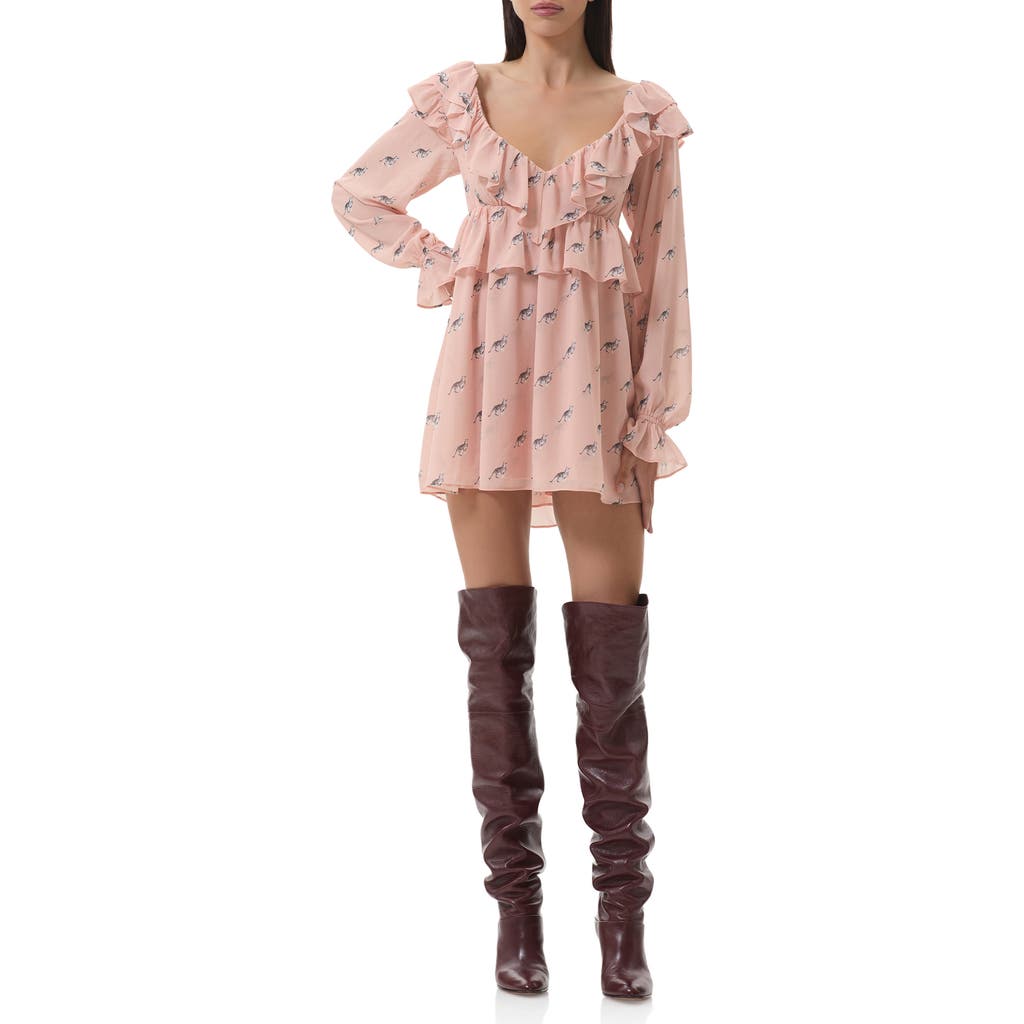 Afrm Arland Long Sleeve Minidress In Pink