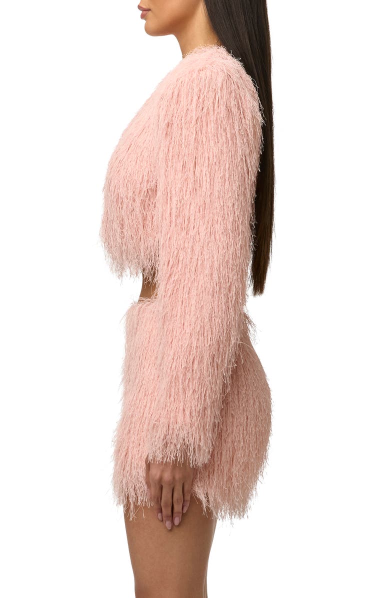 Naked Wardrobe Fringe Crop Jacket, Alternate, color, Peach