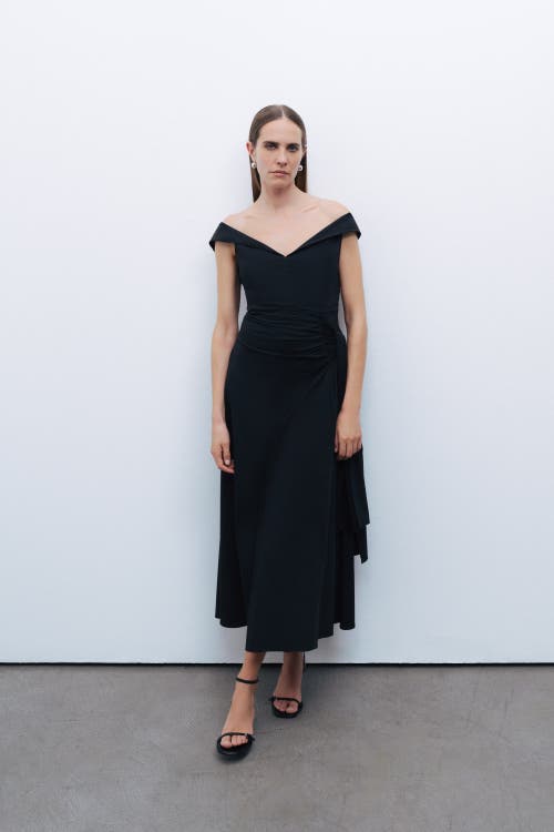 Shop Nocturne Tie Detail Midi Dress In Black
