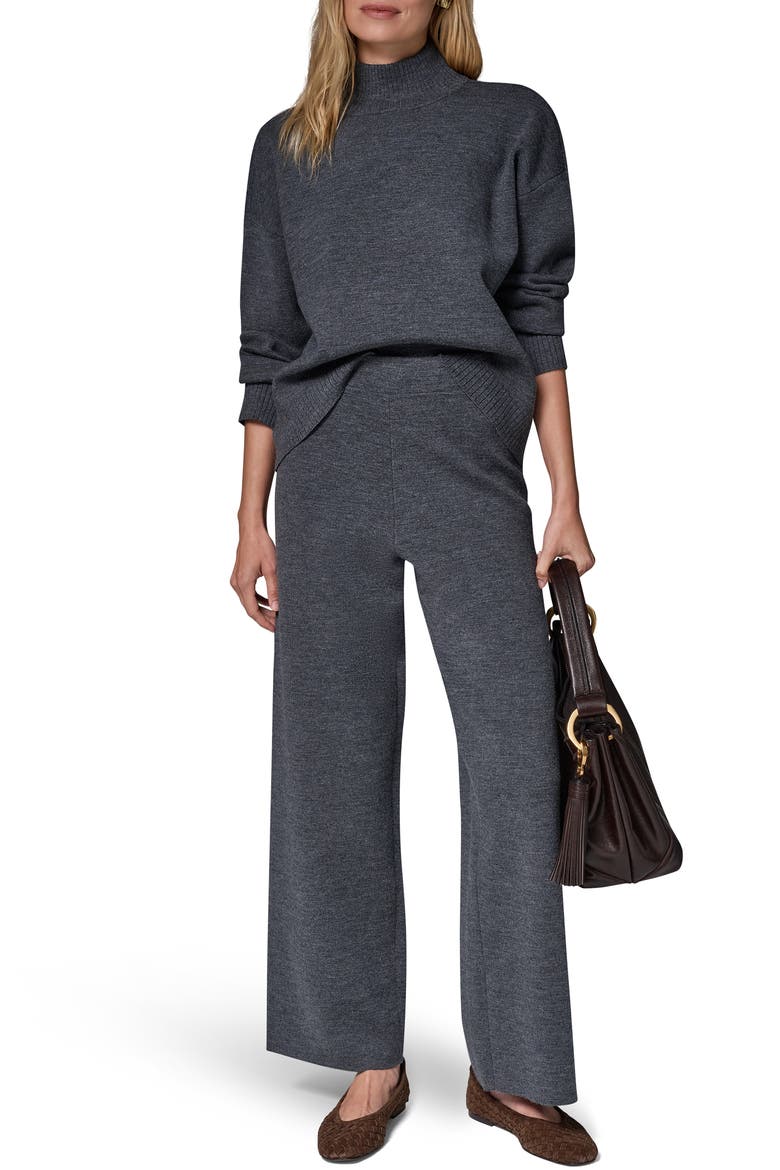 Pull On Merino Wool Blend Full Leg Pants, Alternate, color, CHARCOAL H