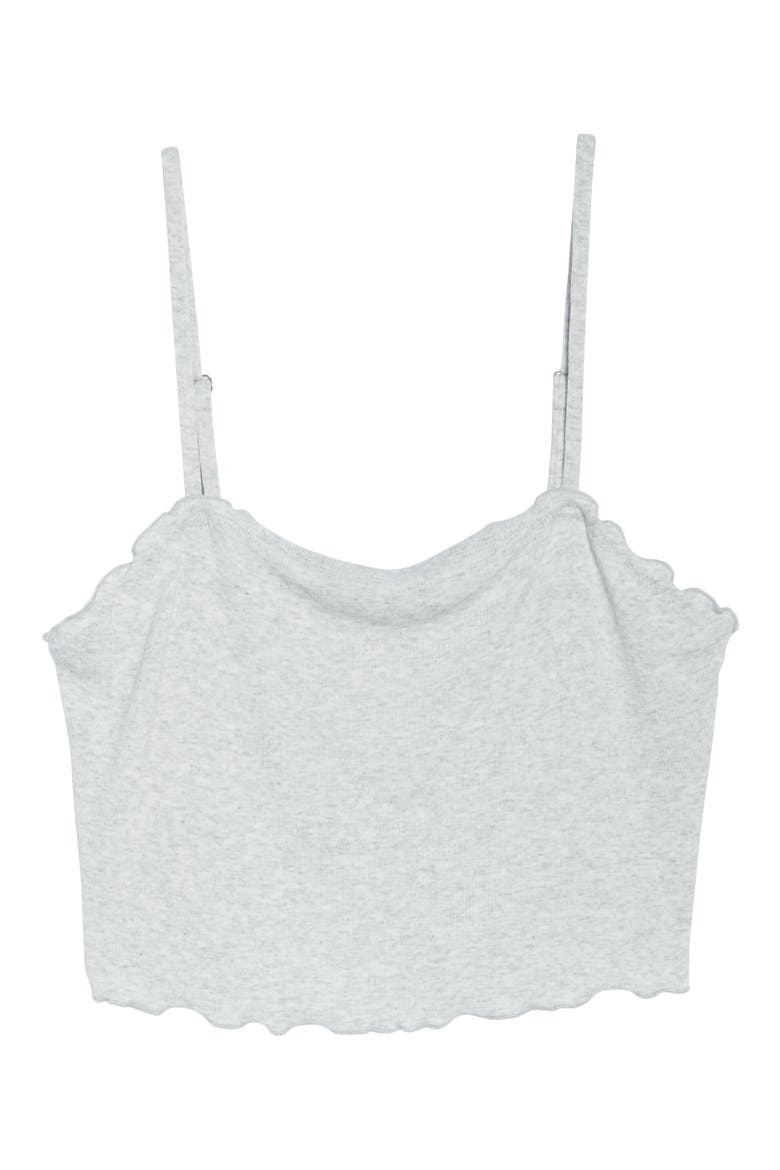 x Claudia Sulewski Ruffle Edge Crop Camisole, Alternate, color, GREY QUIET HEATHER