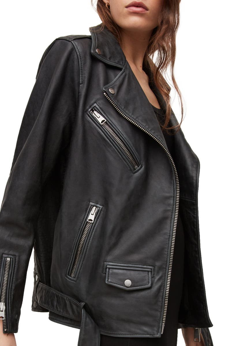 AllSaints Billie Leather Biker Jacket, Alternate, color, 