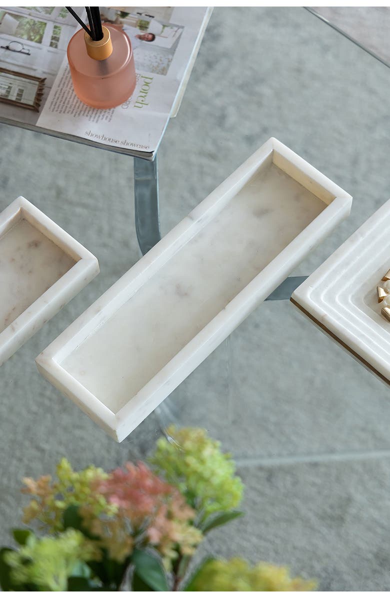 A & B Home Long Marble Tray, Alternate, color, White