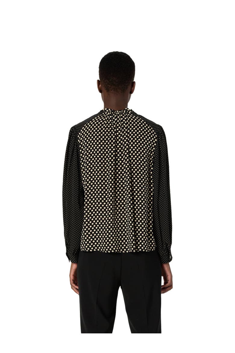 Arielle Tie Neck Polka Dot Blouse, Alternate, color, Black
