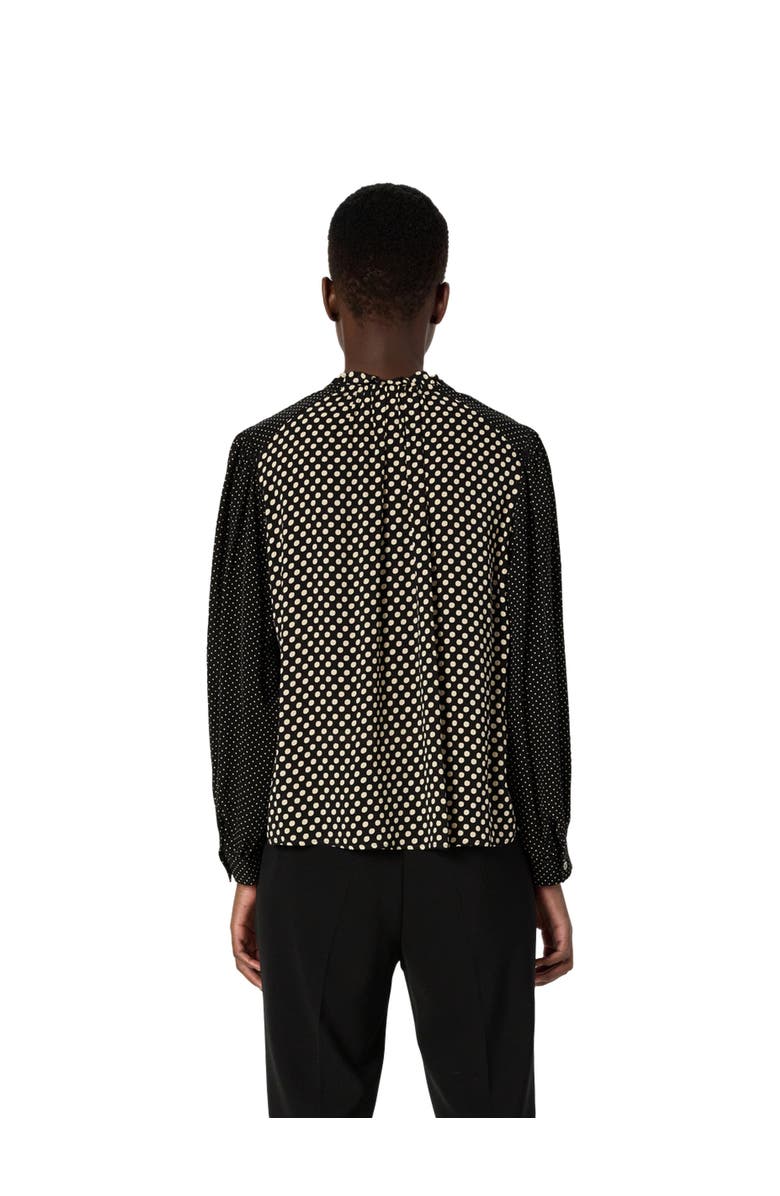GERARD DAREL Arielle Tie Neck Polka Dot Blouse, Alternate, color, Black