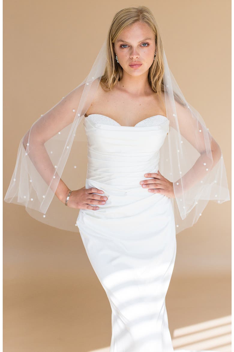 Ellery Imitation Pearl Fingertip Veil (Nordstrom Exclusive), Alternate, color, IVORY