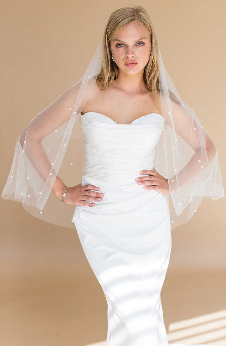 Brides & Hairpins Ellery Imitation Pearl Fingertip Veil, Alternate, color, Ivory