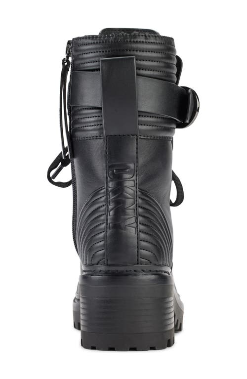 Dkny Basia Faux Fur Lined Combat Boot In Black