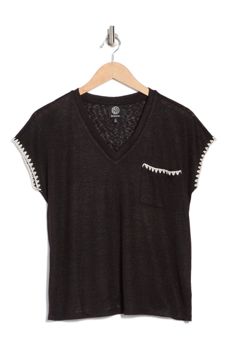 Whipstitch Pocket T-Shirt, Alternate, color, BLACK / NATURAL