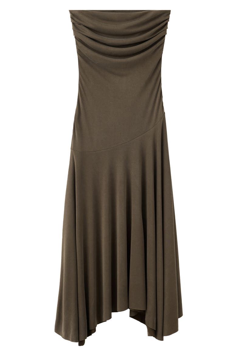 Asymmetric Strapless Dress, Alternate, color, BROWN
