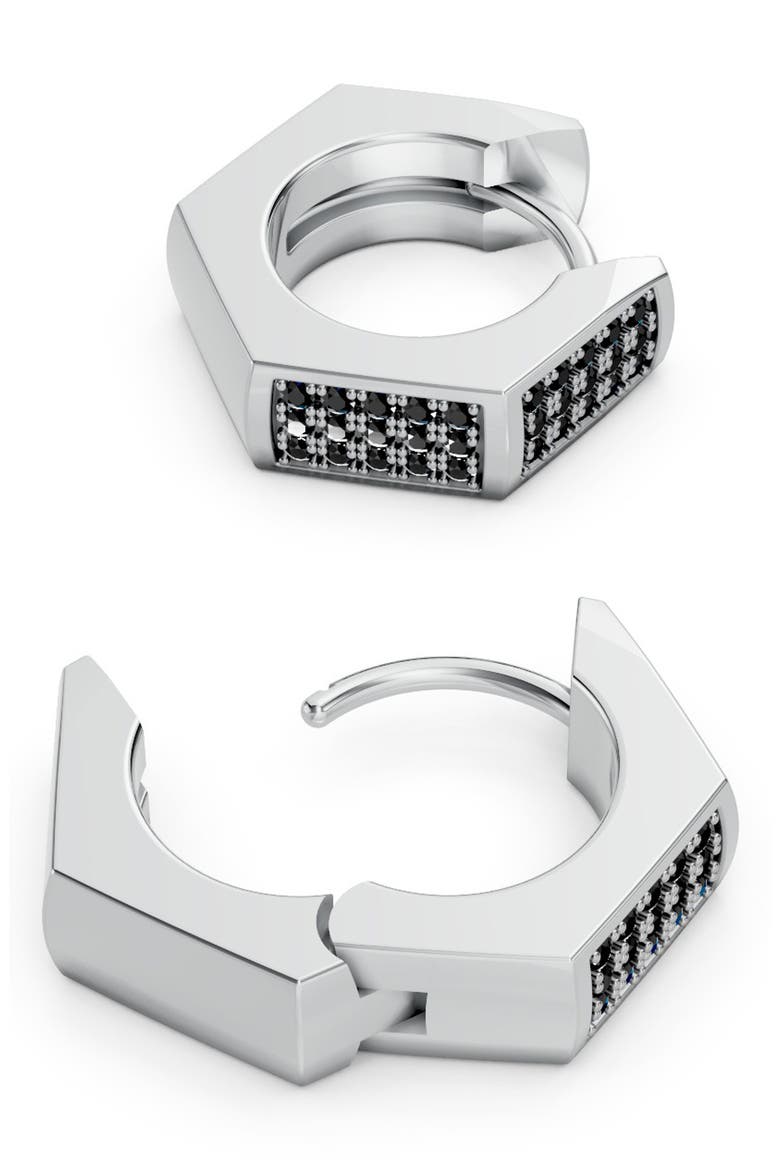 Hex Nut Huggie Hoop Earrings, Alternate, color, BLACK/GUNMETAL