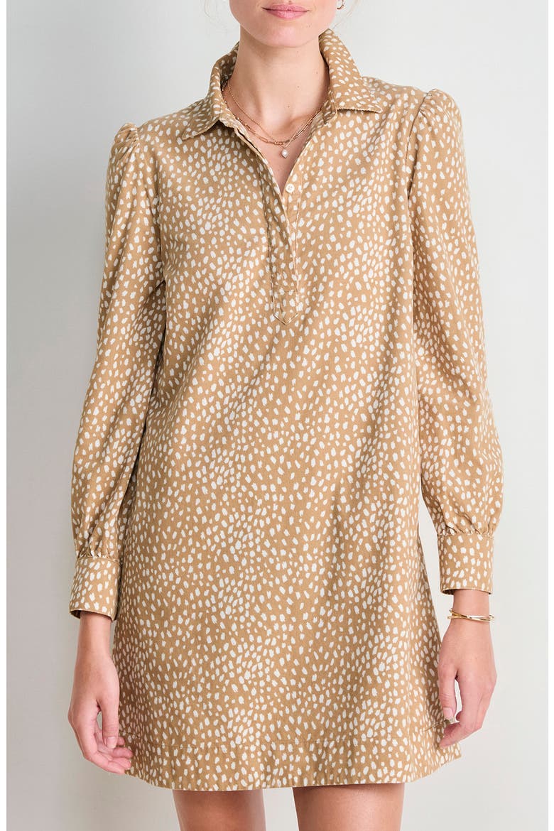 Long Sleeve Cotton Corduroy Popover Dress, Main, color, CAPPUCCINO