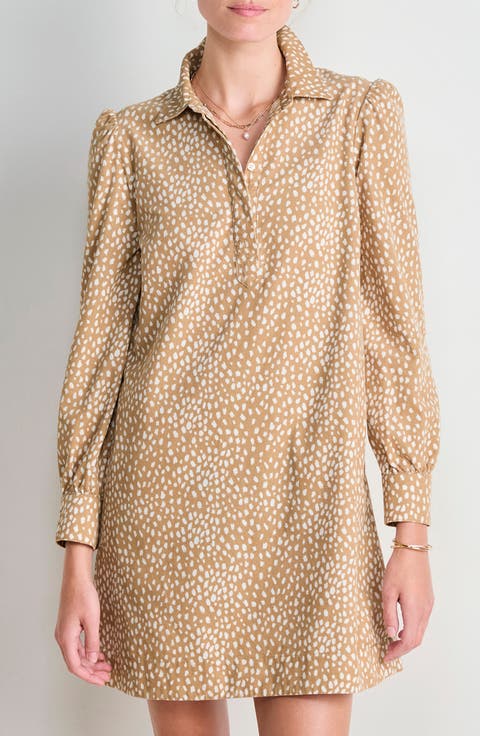 Long Sleeve Cotton Corduroy Popover Dress