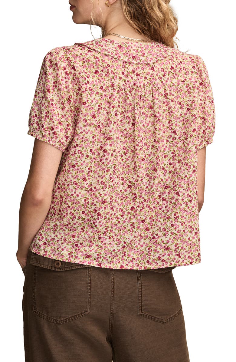 Lucky Brand Floral Pintuck Cotton Top, Alternate, color, Pink Floral