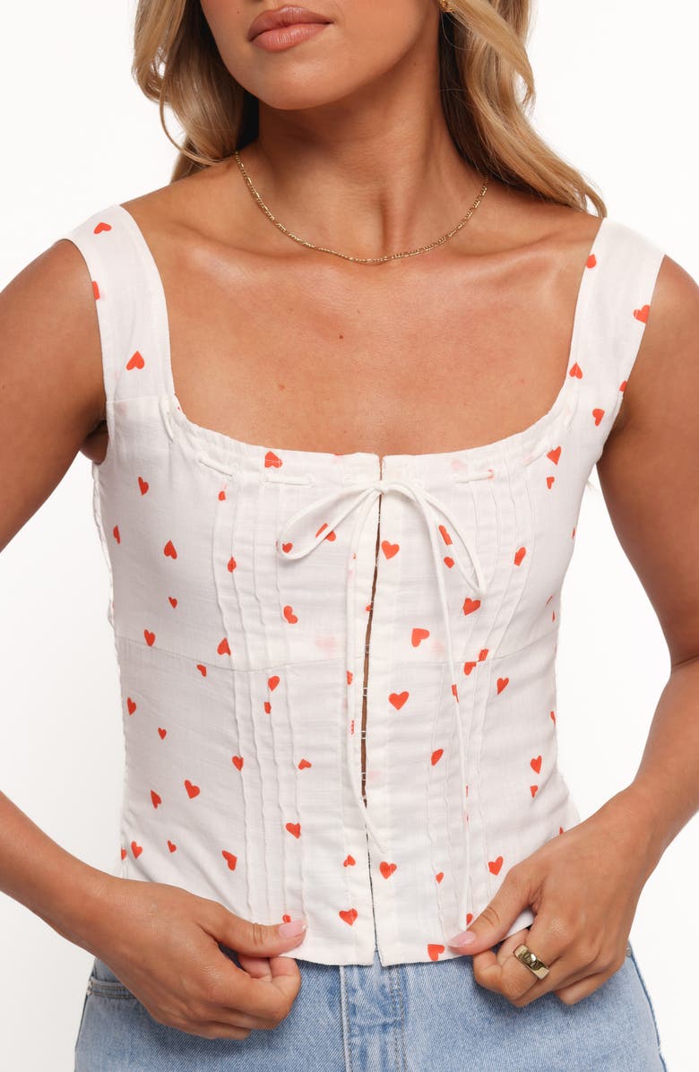 Petal & Pup Alice Heart Print Corset Top, Alternate, color, Ditsy Heart