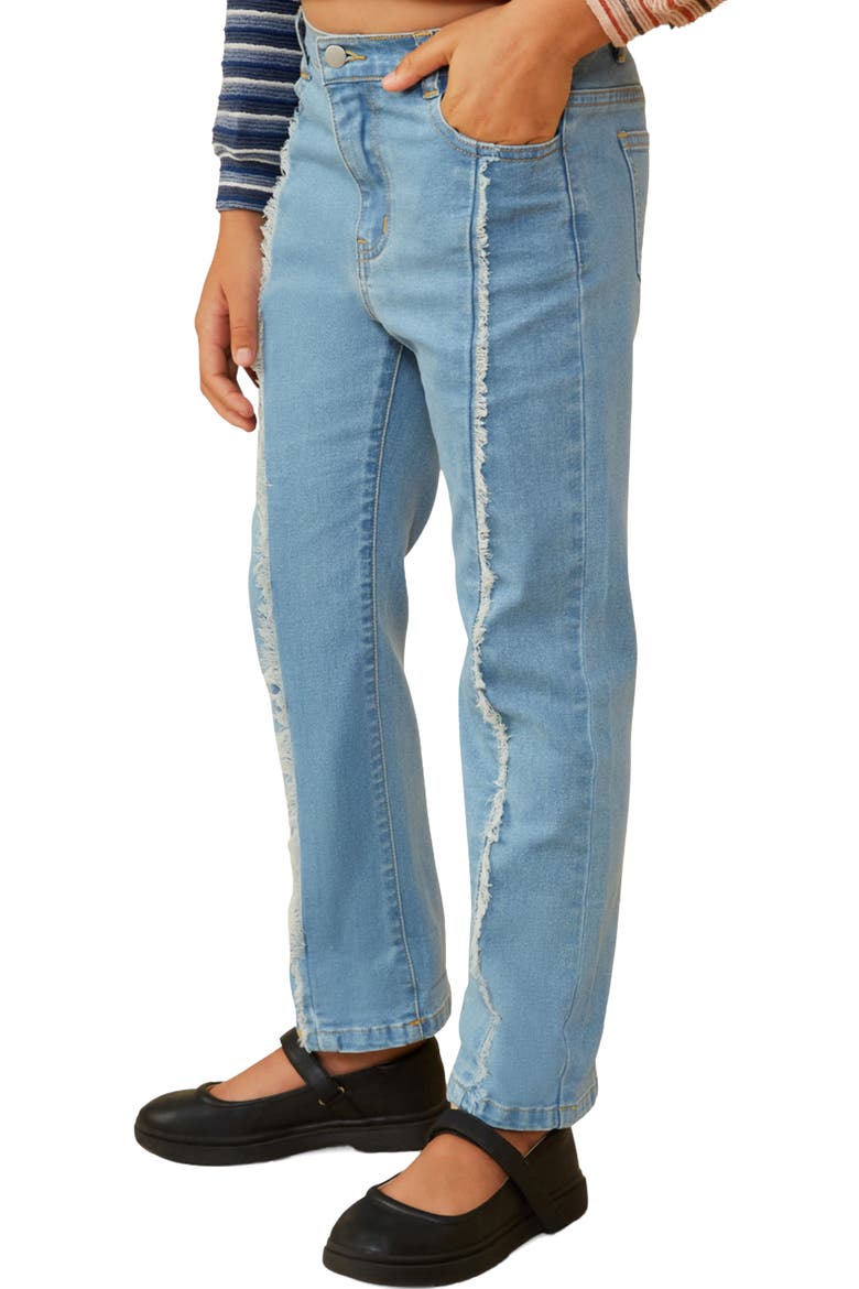 Kids' Frayed Seam Straight Leg Jeans, Alternate, color, LIGHT DENIM