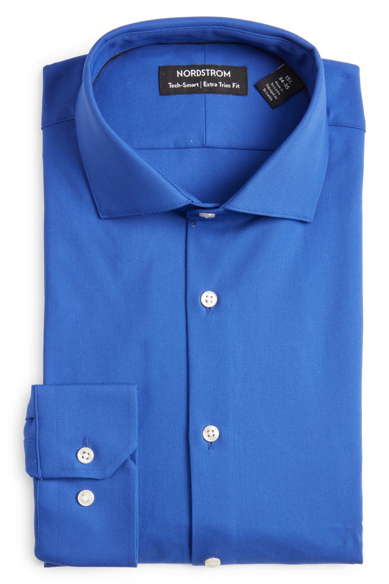Tech-Smart Extra Trim Fit Dress Shirt, Alternate, color, BLUE BLUING