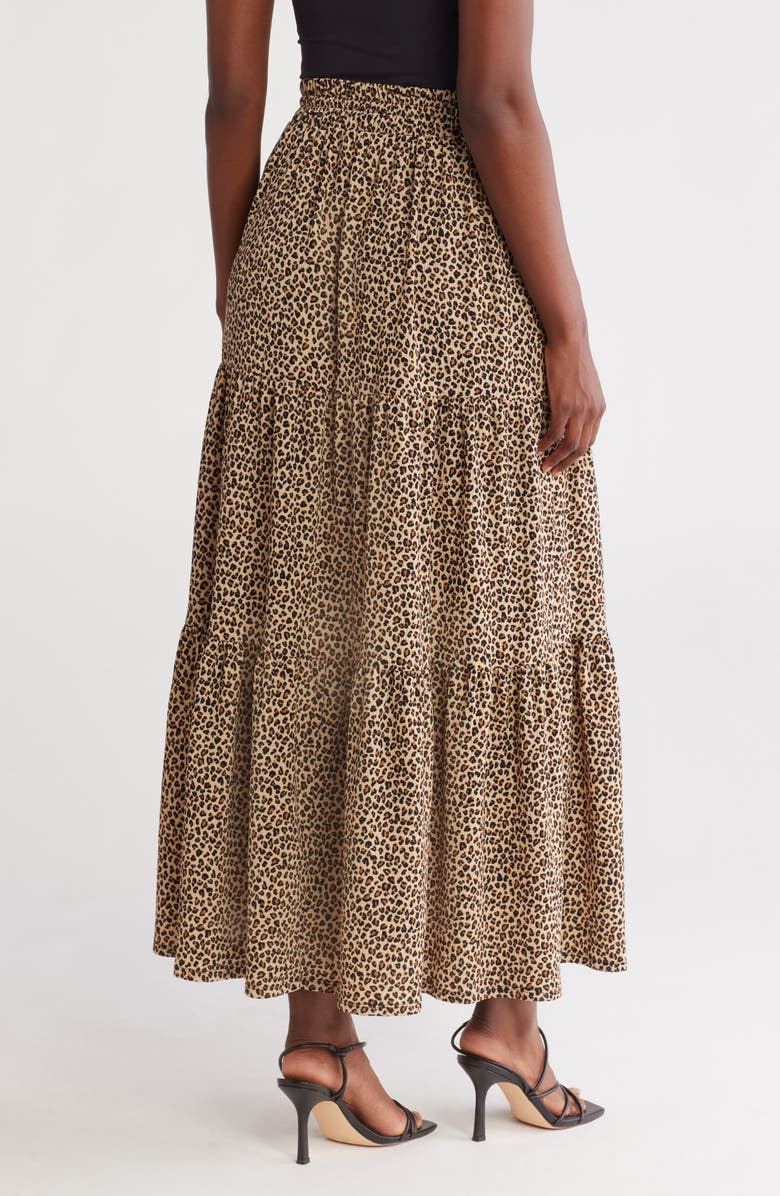 Caslon<sup>®</sup> Tiered Drawstring Maxi Skirt, Alternate, color, Tan Shore Micro Animal