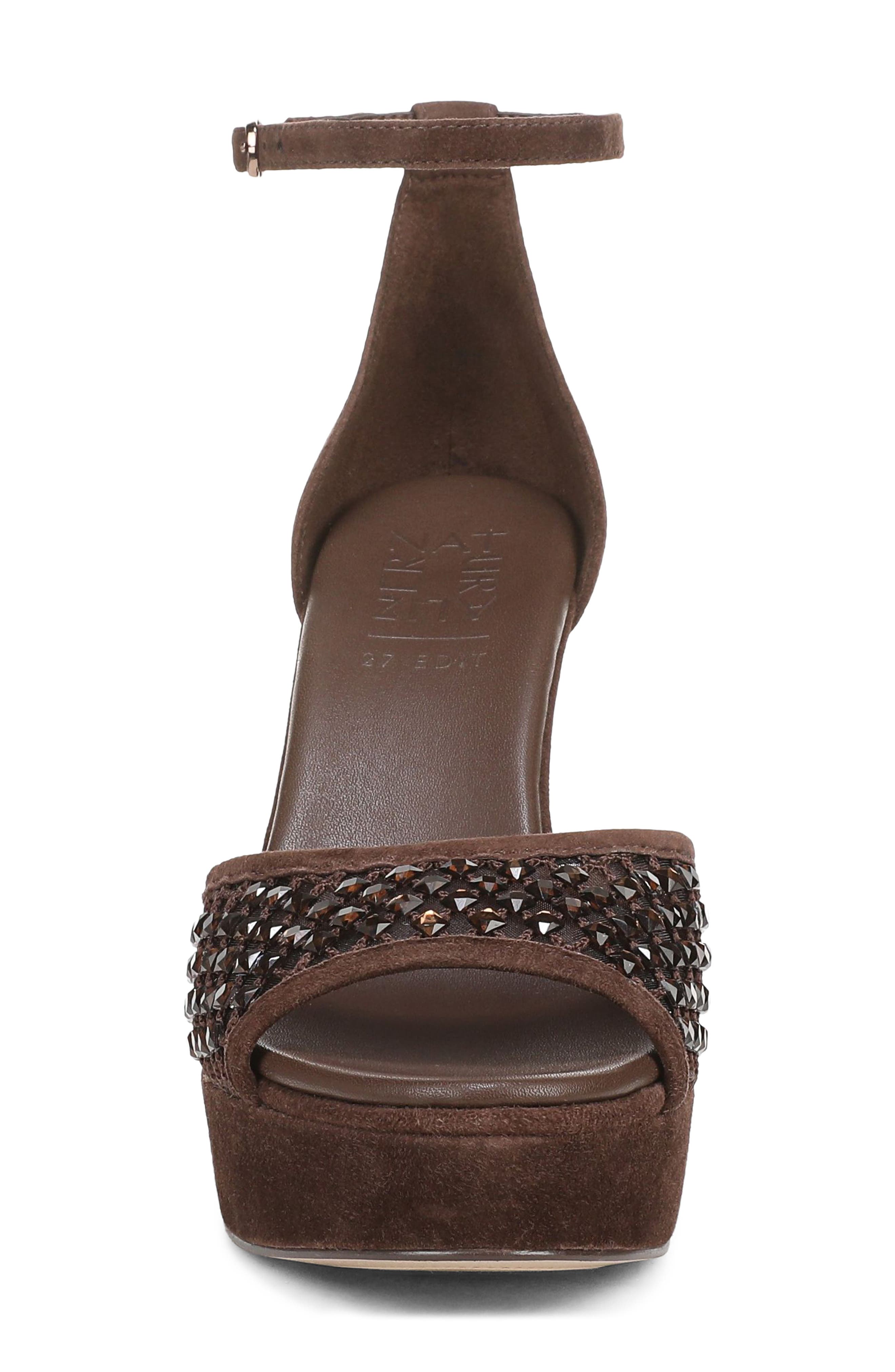 Delphie Crystal Embellished Platform Sandal, Alternate, color, CHOCOLATE SUEDE