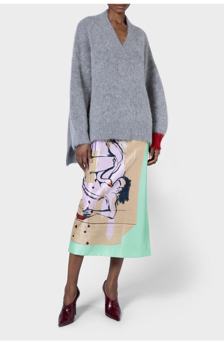 Roksanda Tehla V-Neck Knitted Sweater, Alternate, color, Light Grey