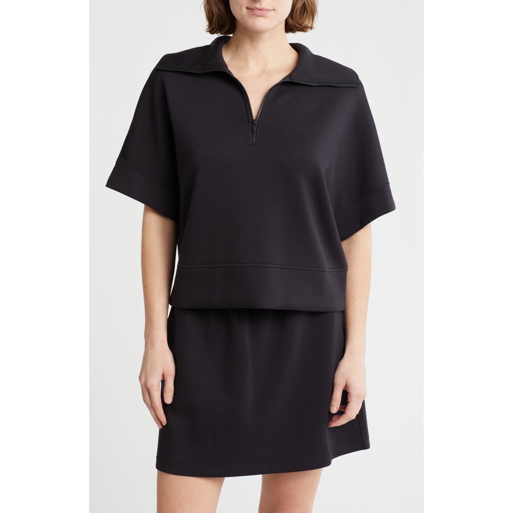 Z BY ZELLA Z BY ZELLA WHISPER QUARTER ZIP SCUBA KNIT TOP
