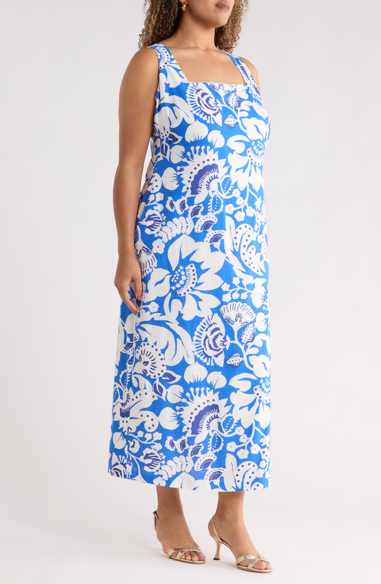 SUGARLIPS Ronan Floral Troy Maxi Dress, Alternate, color, Blue-White