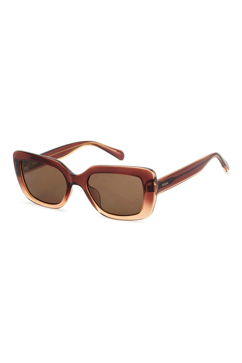 52mm Gradient Rectangular Sunglasses, Alternate, color, BROWN/ BROWN